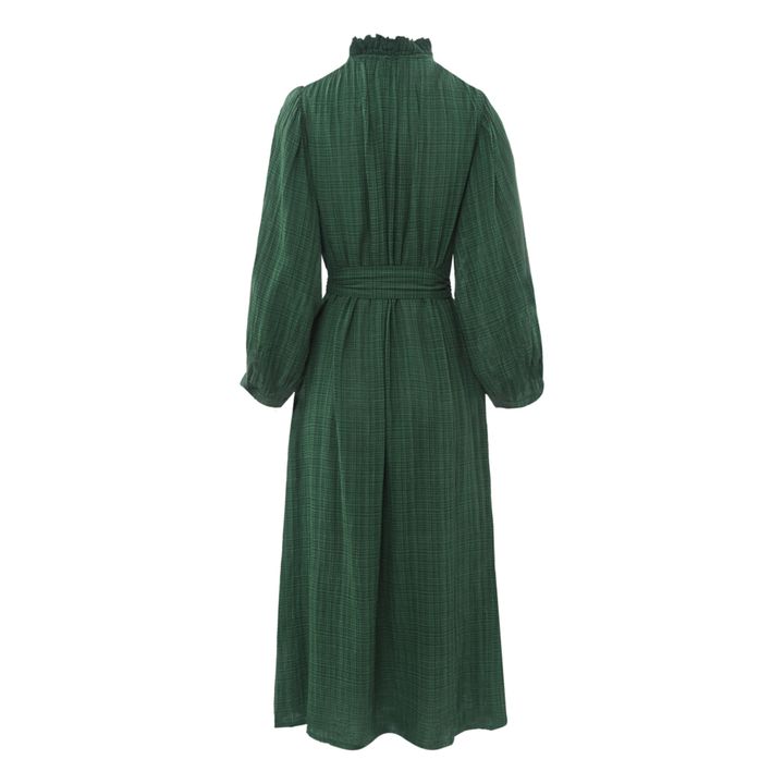 Adrien Waffle Cotton Dress | Verde- Immagine del prodotto n°4