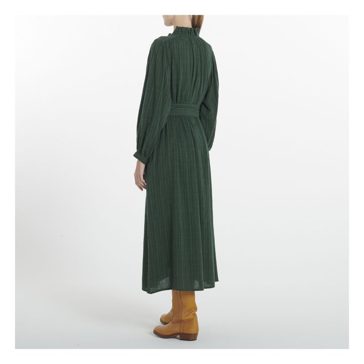 Adrien Waffle Cotton Dress | Verde- Immagine del prodotto n°2