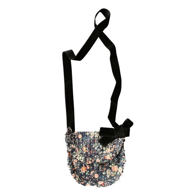 Flower Print Quilted Bag | Navy