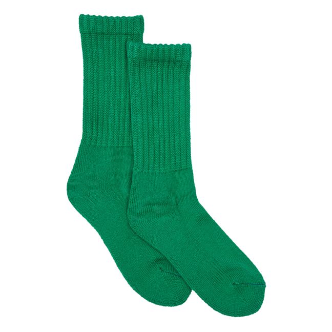 Wool and Cotton Ribbed Socks | Verde