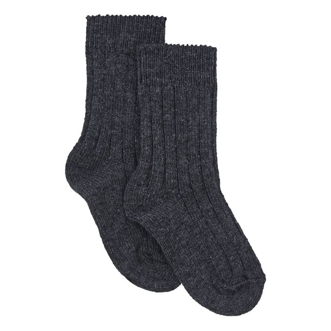 Chamois-Socken aus Kaschmir und Merino | Anthrazit