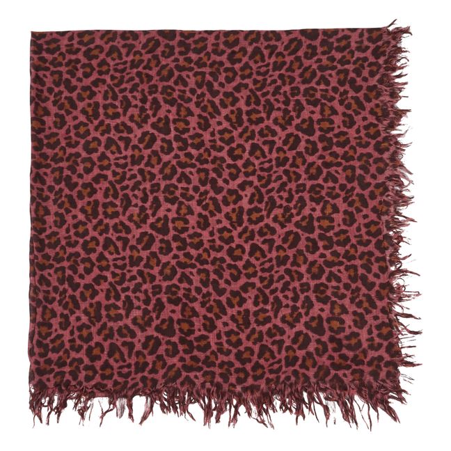 Emile Wilde Leopard Print Woollen Scarf | Rojo