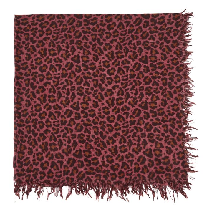 Emile Wilde Leopard Print Woollen Scarf | Rosso- Immagine del prodotto n°0