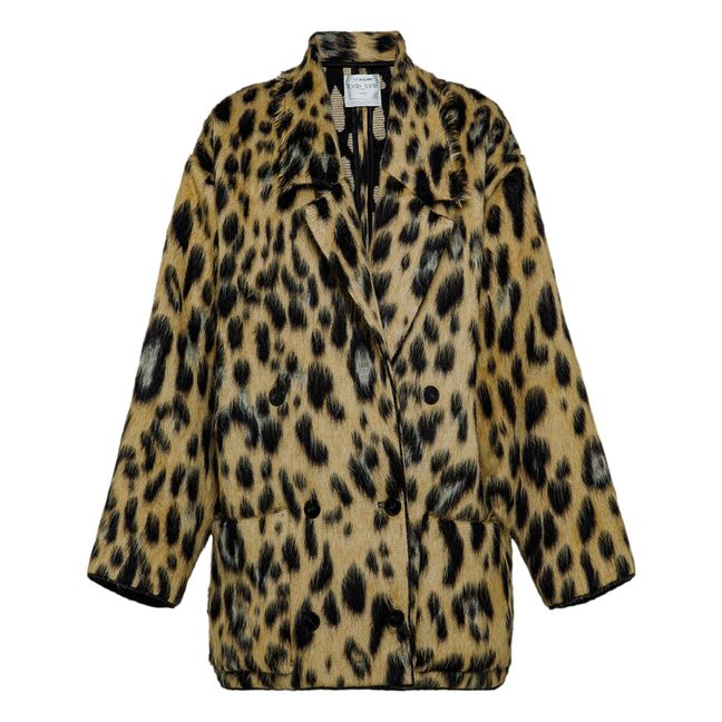 Cropped Animal Print Virgin Wool and Alpaca Jacquard Coat | Leopardo