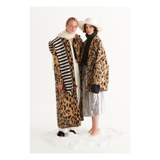 Cropped Animal Print Virgin Wool and Alpaca Jacquard Coat | Leopardo