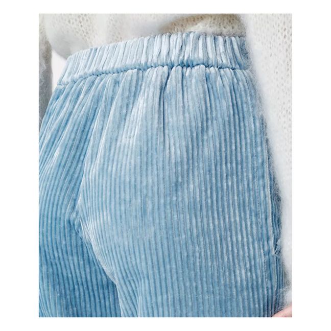 Pantalon Flare Velours Côtelé  | Bleu