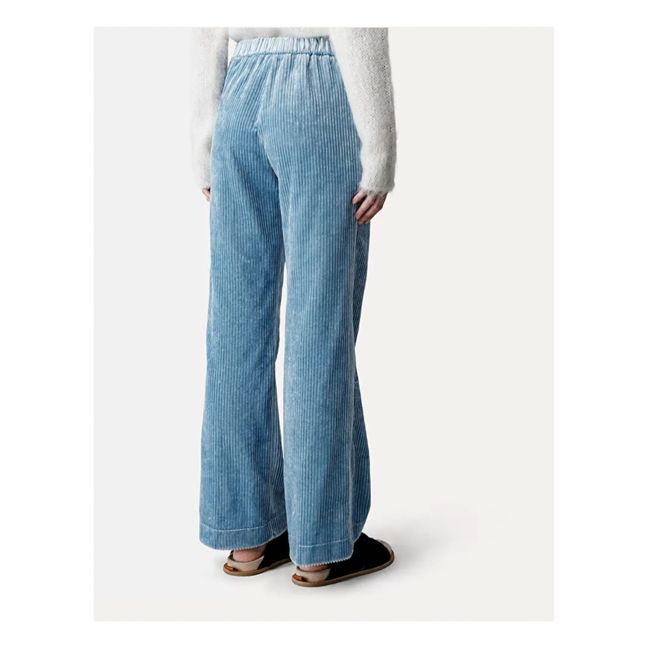 Pantalon Flare Velours Côtelé  | Bleu