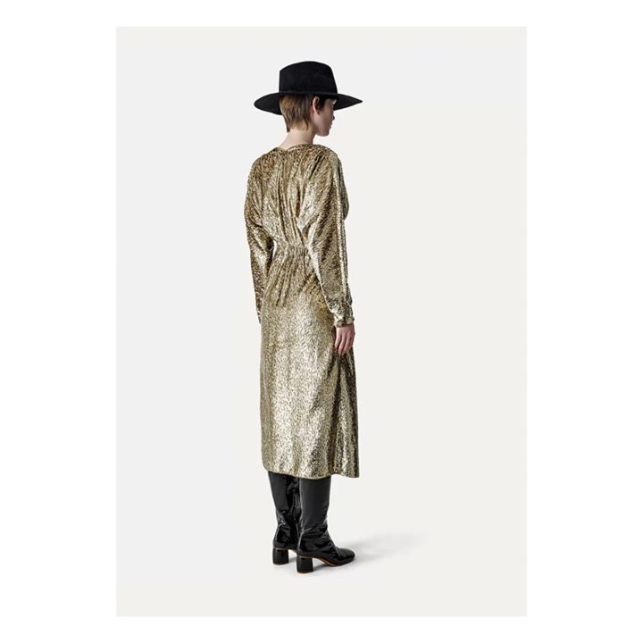 "Encanto" Metallic Velour Dress | Gold- Product image n°4