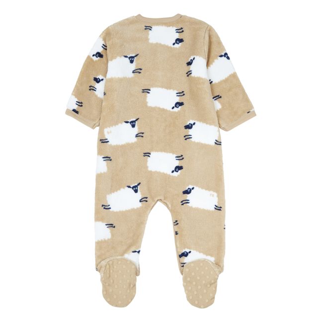 Chance Polar Fleece Footed Pyjamas Beige