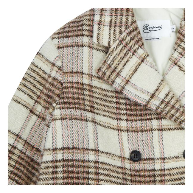 Tinley Checkered Coat | Taupe brown