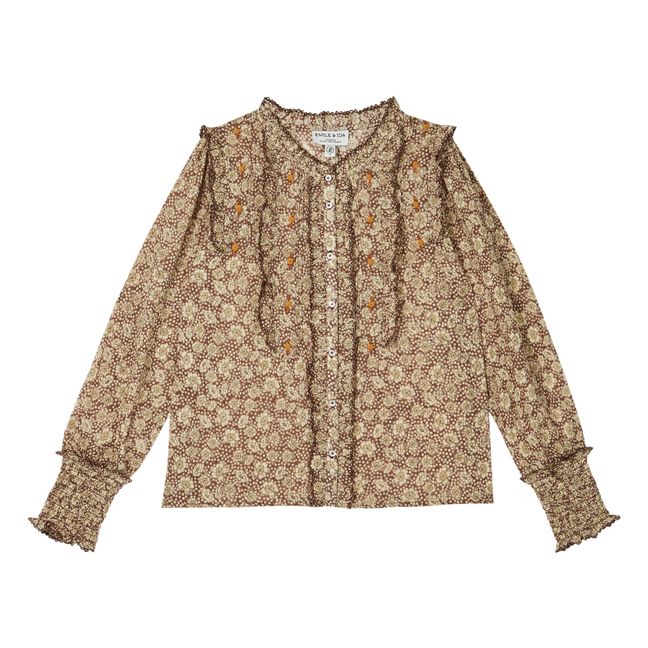 Floral Embroidered Blouse - Women’s Collection  | Camel