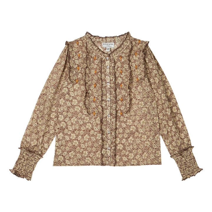 Floral Embroidered Blouse - Women’s Collection  | Camel- Product image n°0