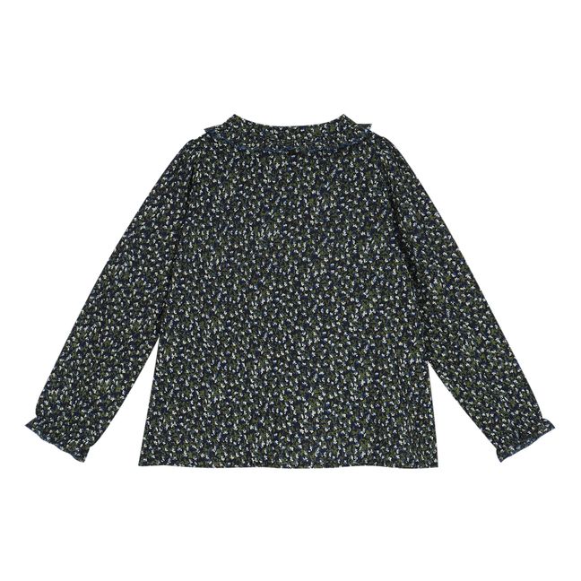 Embroidered Floral Blouse | Navy blue