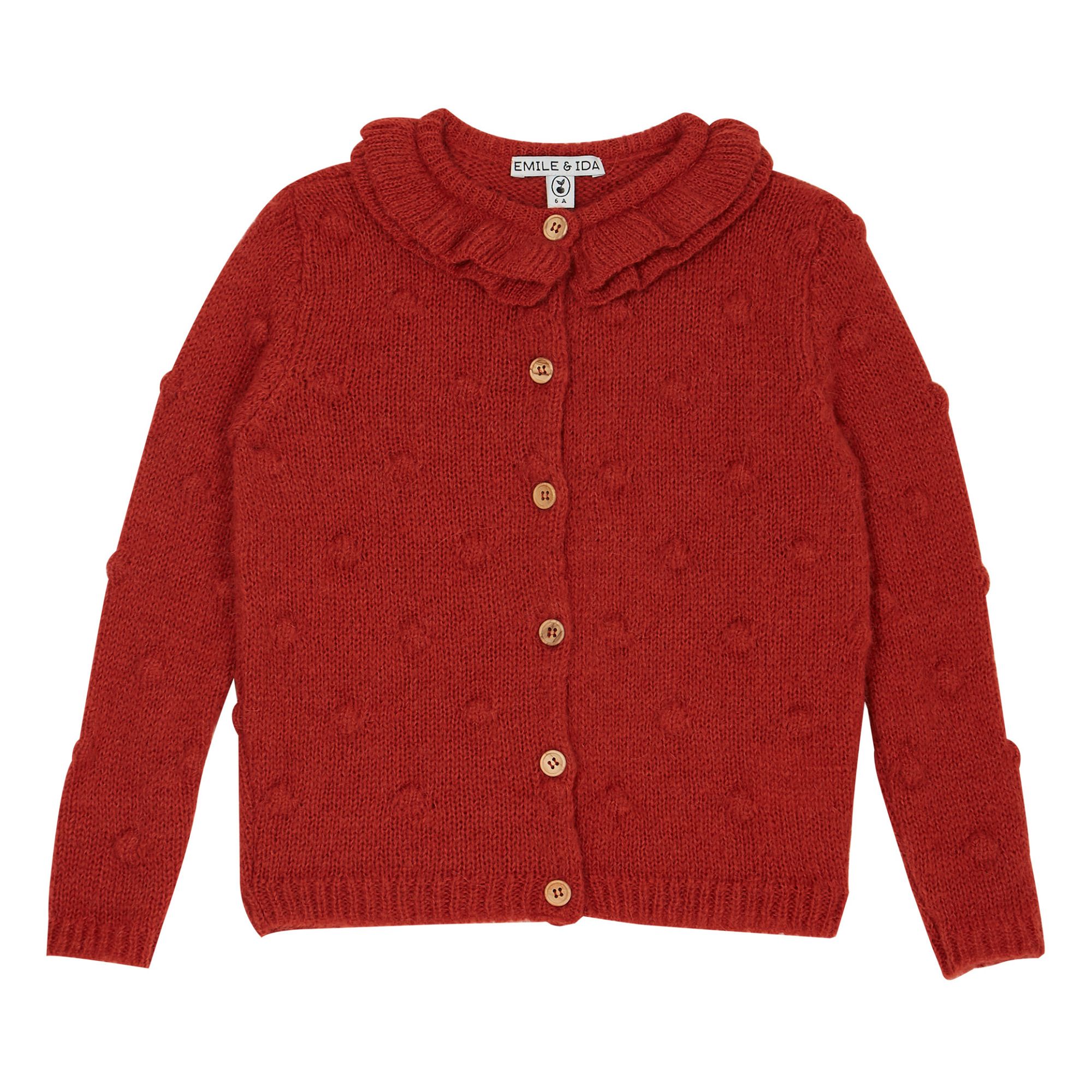 Frill Collar Cardigan | Red