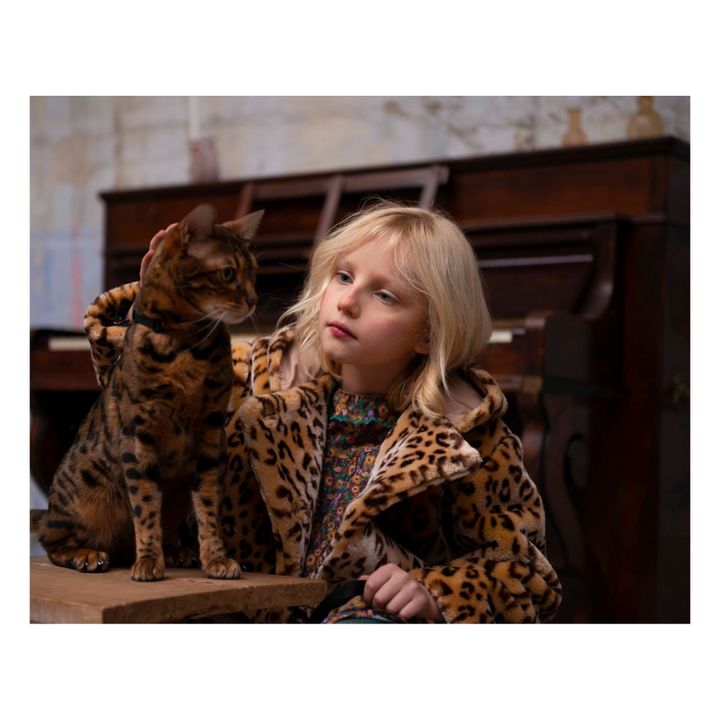 Leopard Print Faux Fur Coat | Caramel- Product image n°2