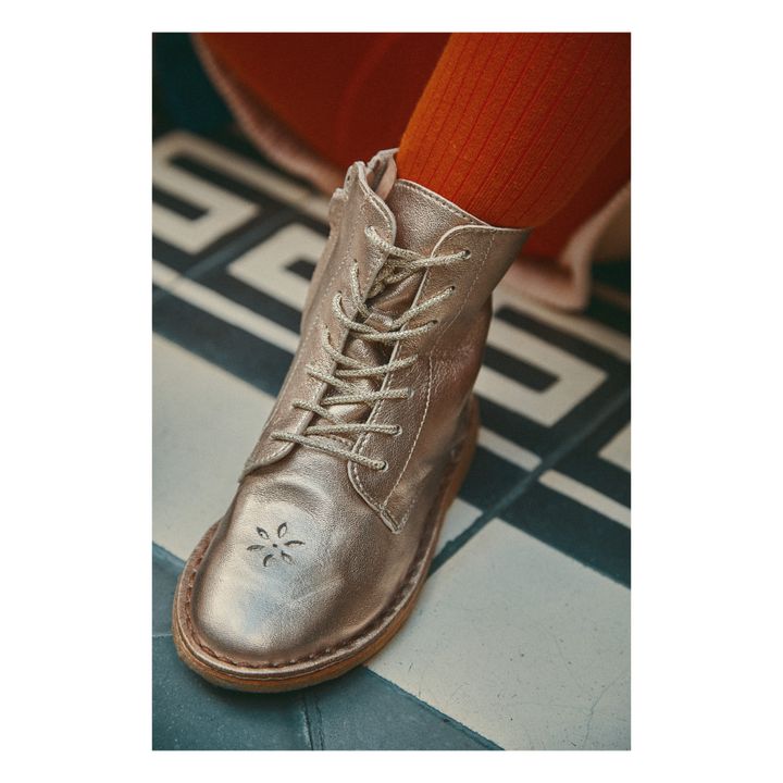 Emi Leather Lace-Up Boots | Dorato- Immagine del prodotto n°1
