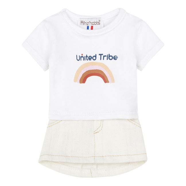Jupe en jean blanc et Tshirt United Tribe pour Gordis