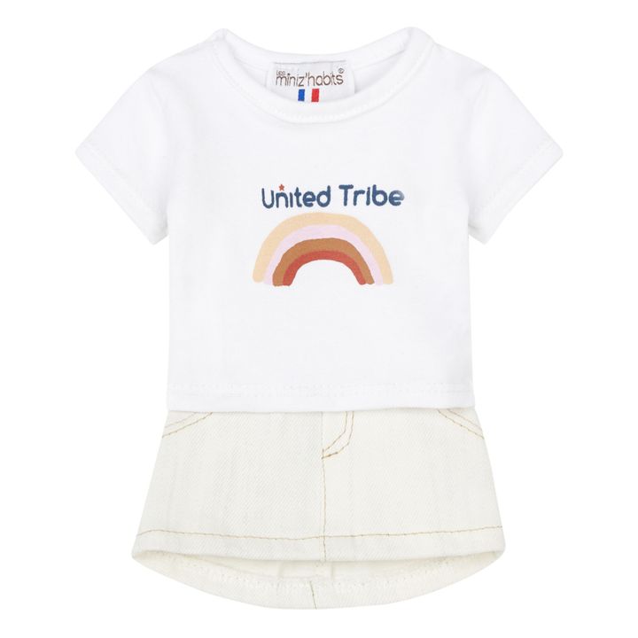 White Denim Skirt and United Tribe T-shirt for Gordis Dolls- Product image n°0