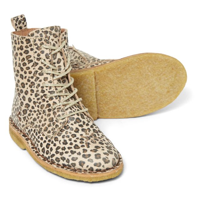 Schnürstiefeletten Leder Leopard Emi | Kamelbraun