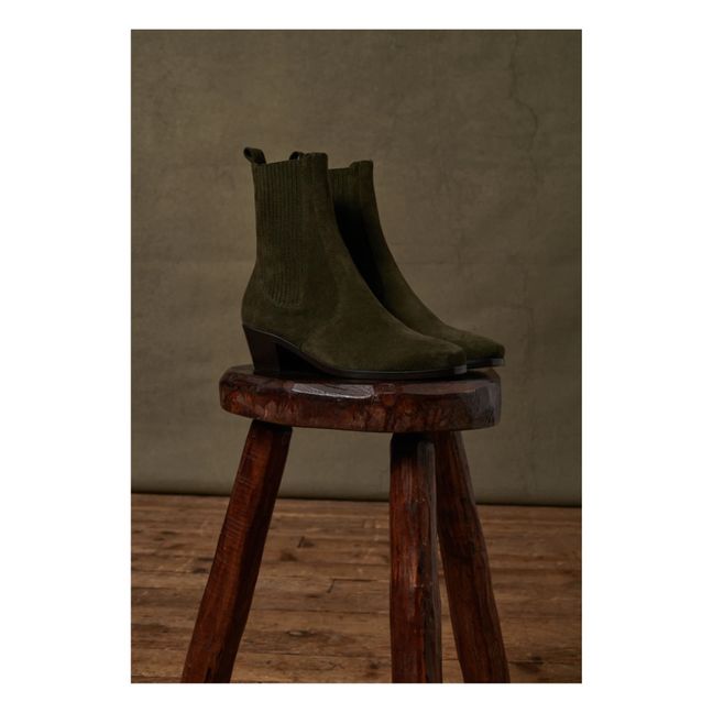 Boots Gazette Croute de cuir | Vert kaki