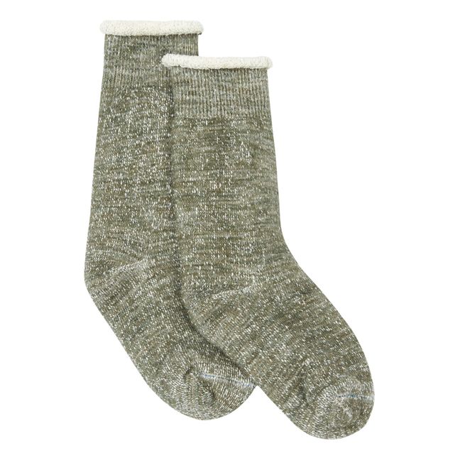 Gesprenkelte Socken aus Merino und Bio-Baumwolle | Khaki
