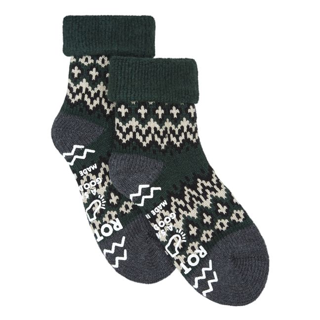 Nordic Comfy Room Wool Socks | Verde Oscuro