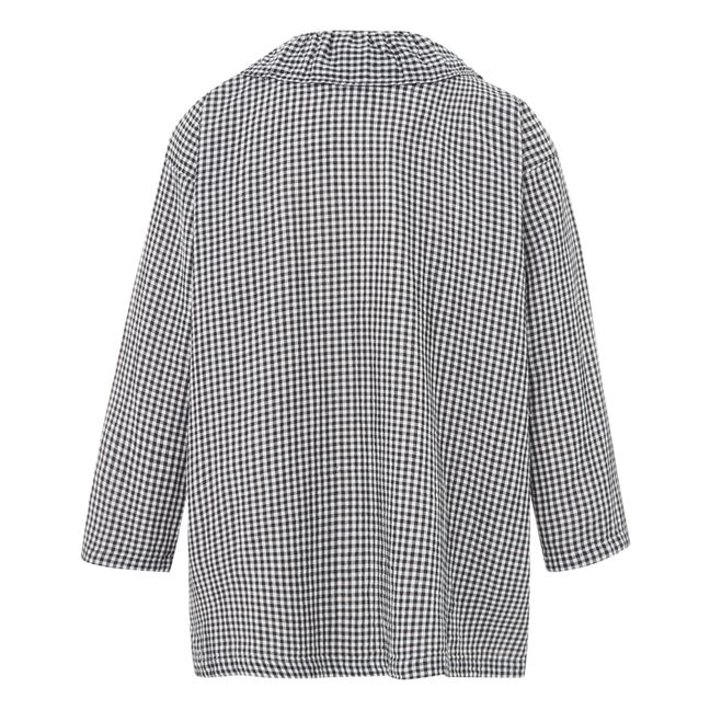 Aronie Gingham Double Cotton Muslin Blouse - Women's Collection  | Cream