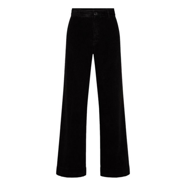 Corduroy Wide-Legged Trousers | Nero