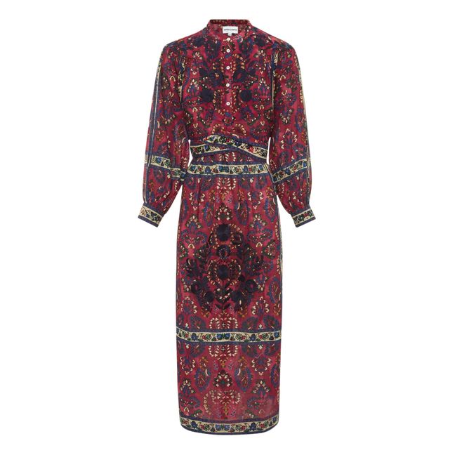 Tamir Embroidered Cotton Crepe Dress | Red