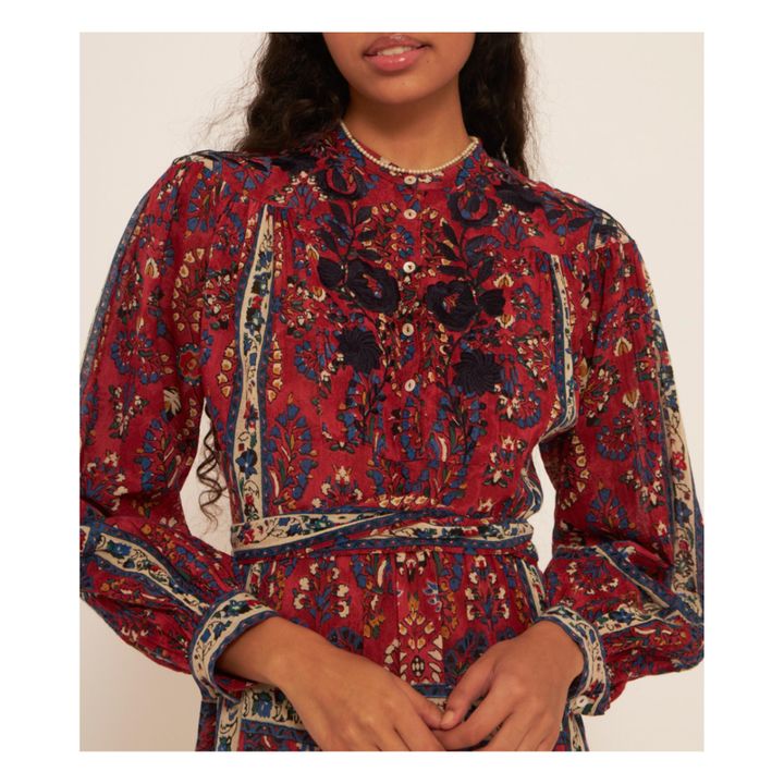 Tamir Embroidered Cotton Crepe Dress | Rojo- Imagen del producto n°2