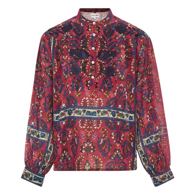 Tamir Embroidered Cotton Crepe Blouse | Rojo