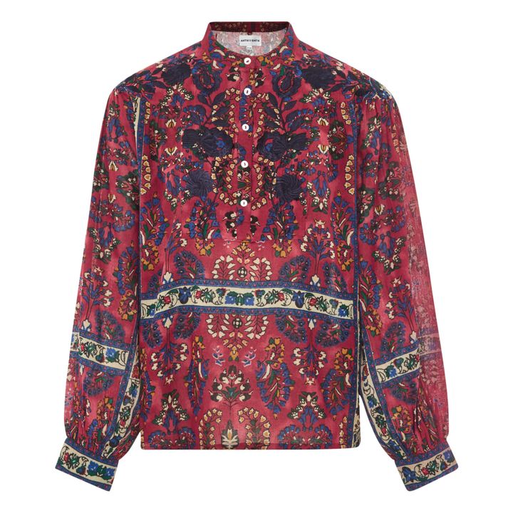 Tamir Embroidered Cotton Crepe Blouse | Rojo- Imagen del producto n°0