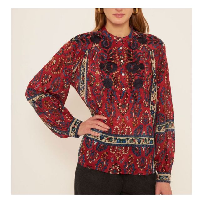 Tamir Embroidered Cotton Crepe Blouse | Rot