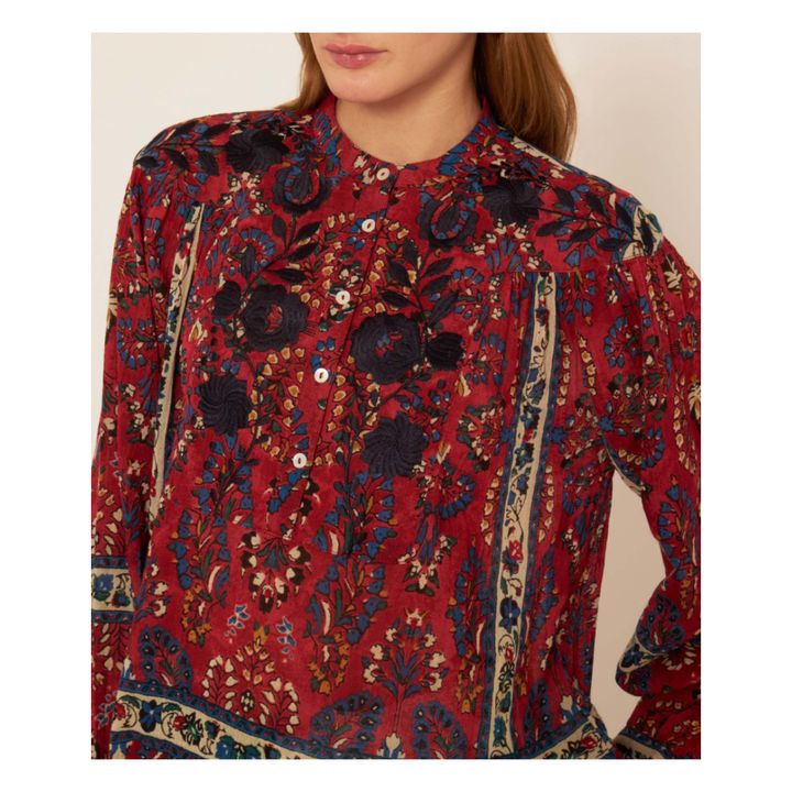 Tamir Embroidered Cotton Crepe Blouse | Red- Product image n°2