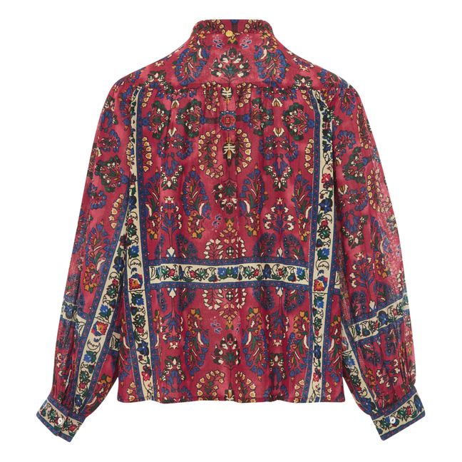 Tamir Embroidered Cotton Crepe Blouse | Rojo
