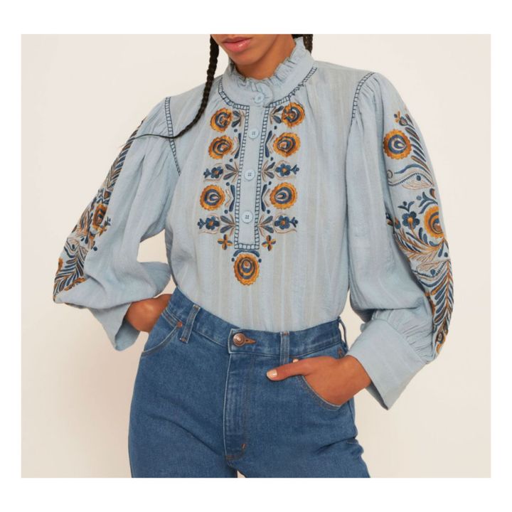 Igor Embroidered Cotton Crepe Blouse | Navy blue- Product image n°1