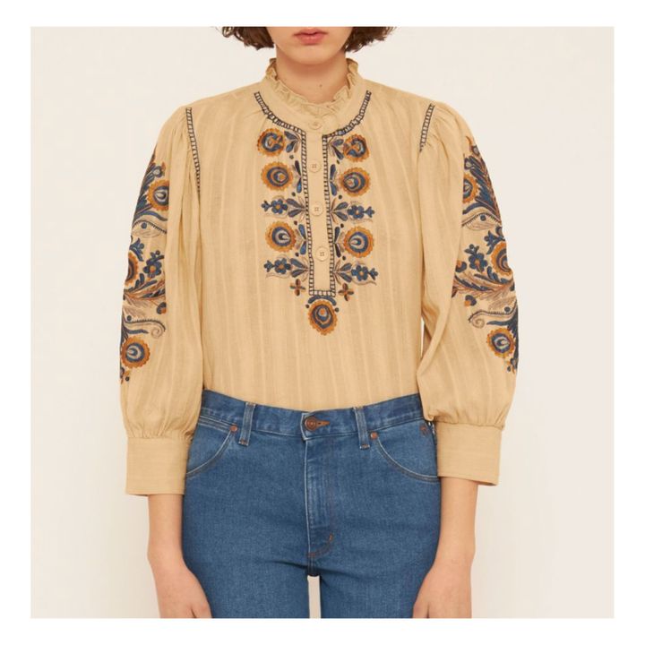 Igor Embroidered Cotton Crepe Blouse | Cream- Product image n°1
