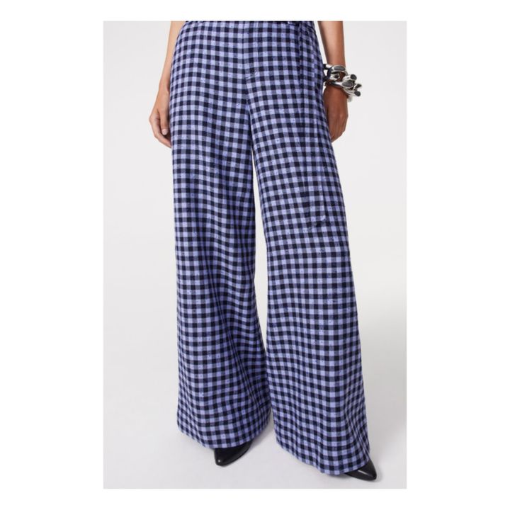 Ada Checked Woollen Trousers | Blue- Product image n°0