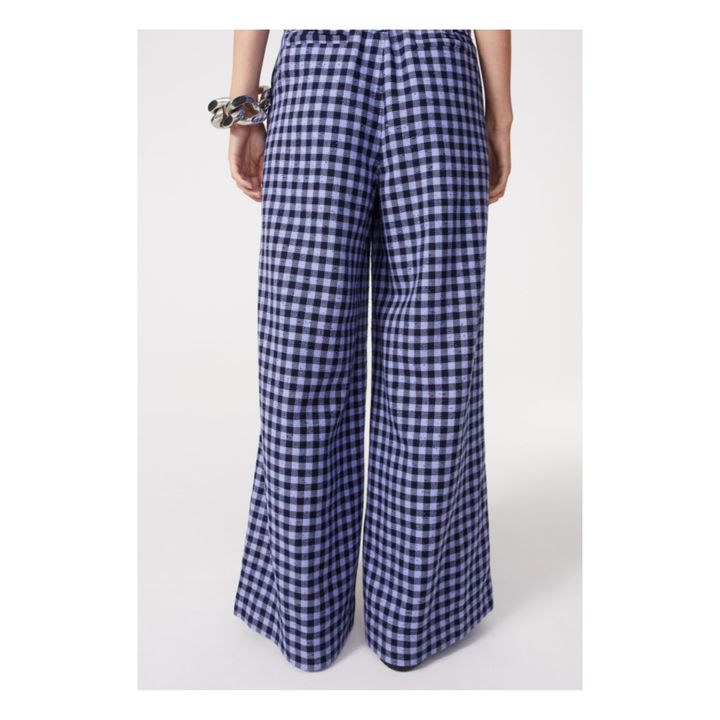 Ada Checked Woollen Trousers | Blue- Product image n°3