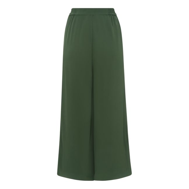 Sigrid Twill Flowy Trousers | Verde militare
