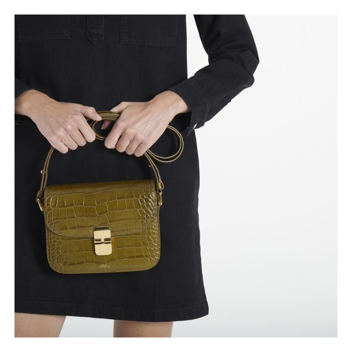 Grace Crocodile Print Leather Bag - Small | Verde oliva- Imagen del producto n°1
