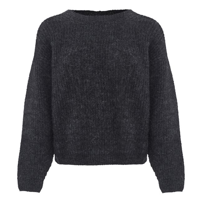 East Alpaca Crew Neck Jumper | Marled charcoal grey