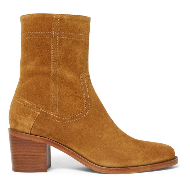 Georgia Suede Leather Low Boots | Caramel
