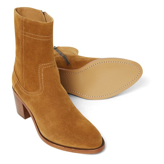 Georgia Suede Leather Low Boots | Caramel