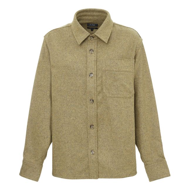 Basile Recycled Wool Overshirt | Verde militare claro