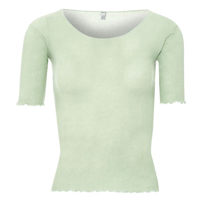 Camiseta acanalada Pama de algodón orgánico | Verde
