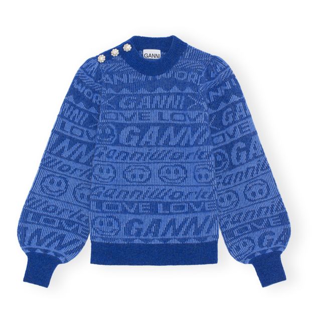 Maglione con bottoni in alpaca e merino | Blu