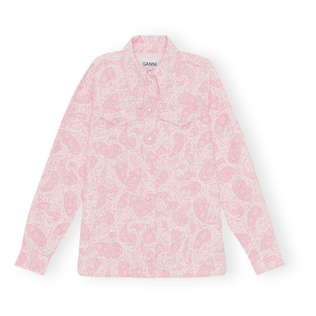 Westen Paisley Denim Organic Cotton Overshirt | Pink