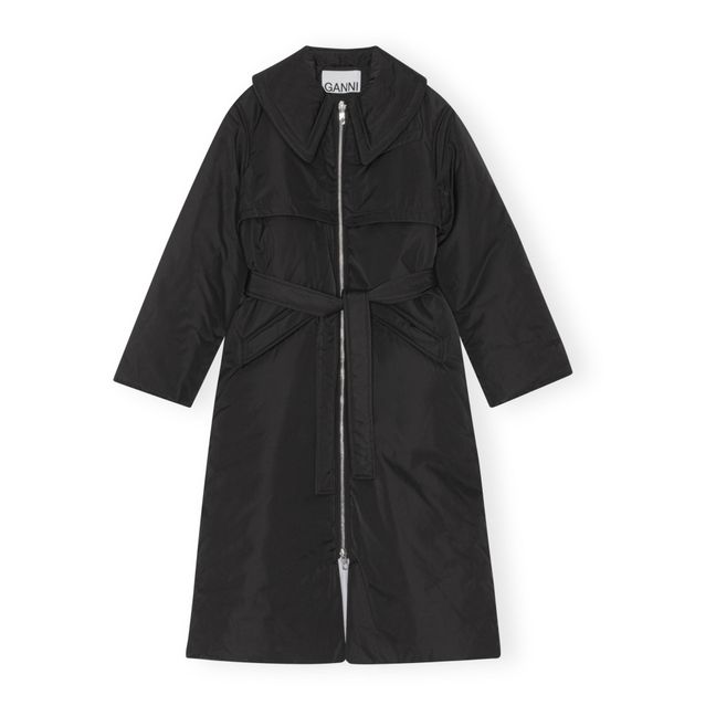 Shiny Oversized Belted Puffer Jacket | Negro