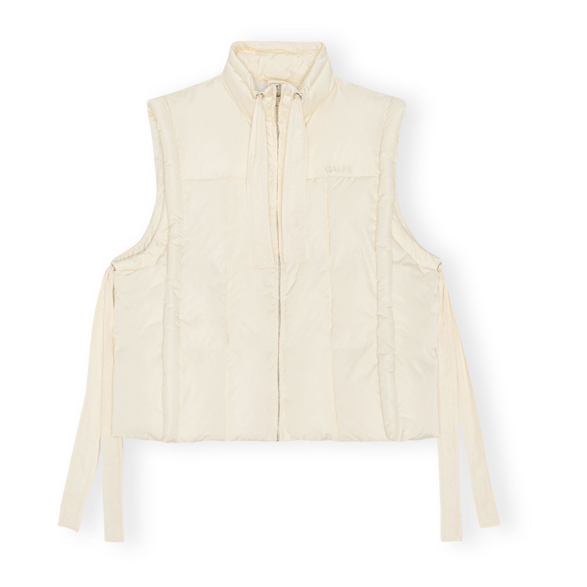 Shiny Oversized Sleeveless Puffer Jacket | Crema- Immagine del prodotto n°0